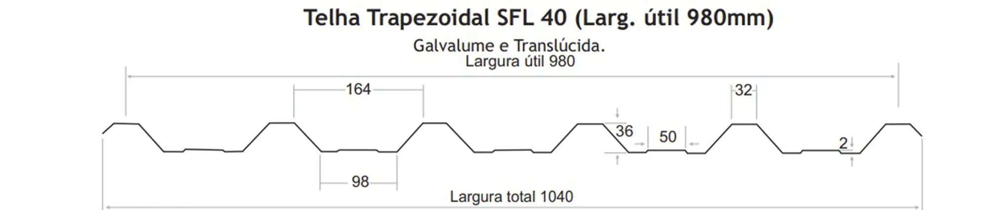 Telha trapezoidal SFL 40